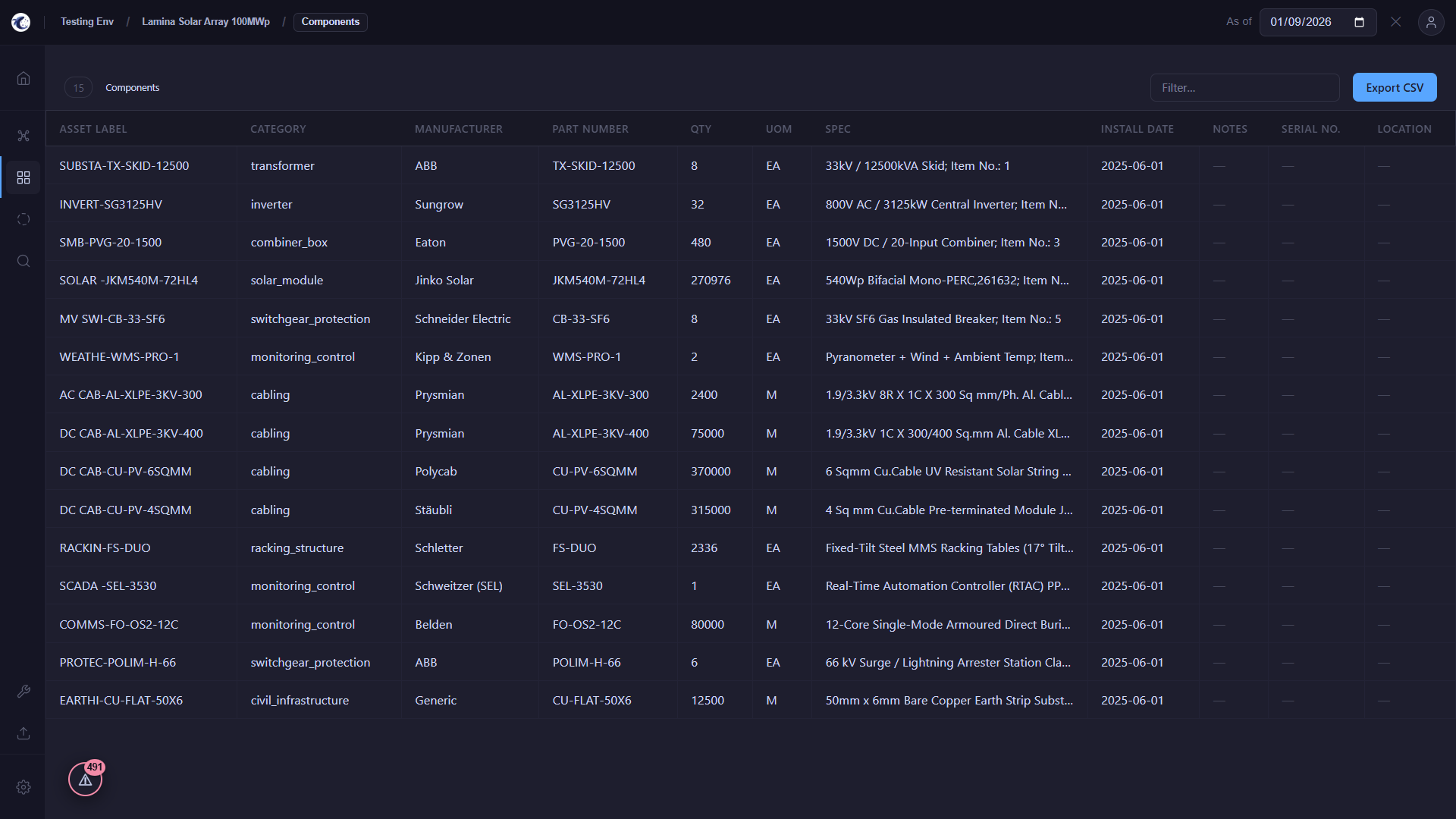 Configurable Bill of Materials Dashboard