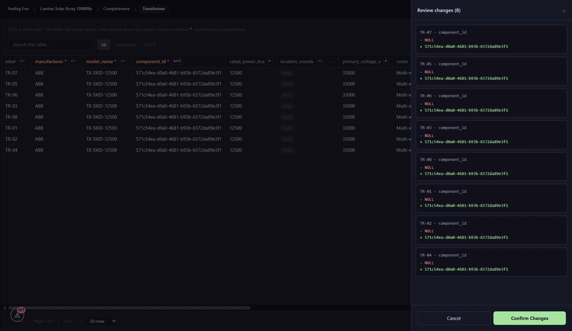 Data Completeness Table Detail
