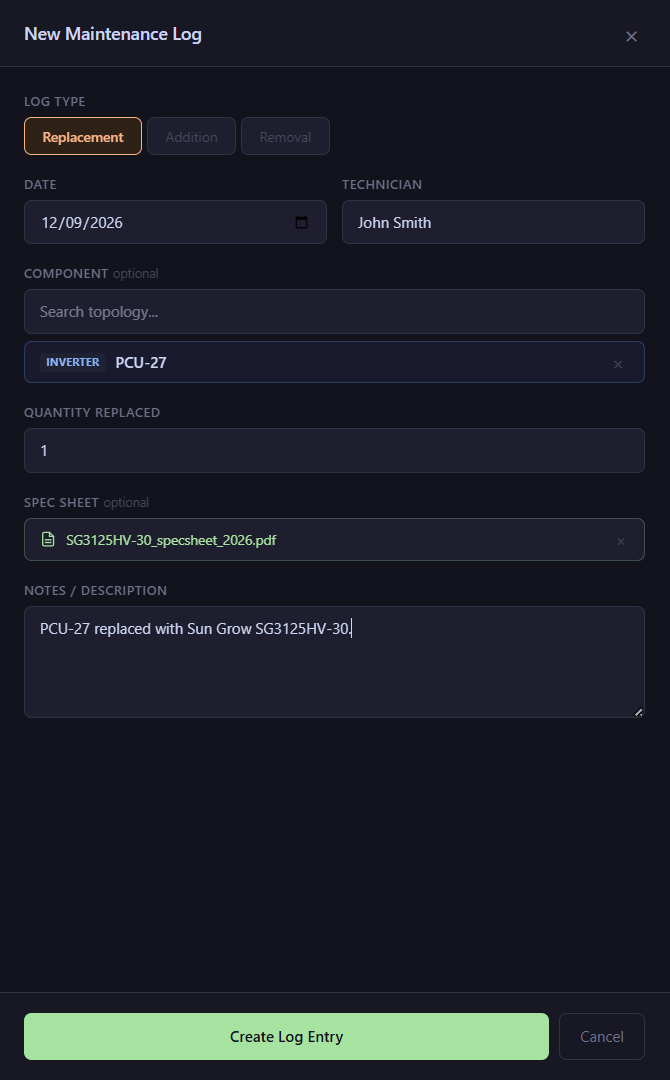 Maintenance Log Detail
